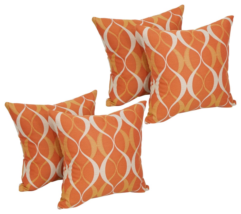 17" Square Premium Polyester Outdoor Throw Pillows, Set of 4, Duo Mango