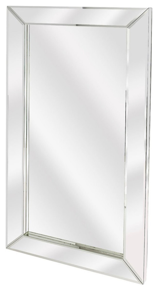 Offex Hallway Large Rectangular Sleek Mirrored Wall Mirror Clear