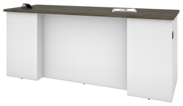 Bestar Norma Desk Shell - Walnut Grey & White