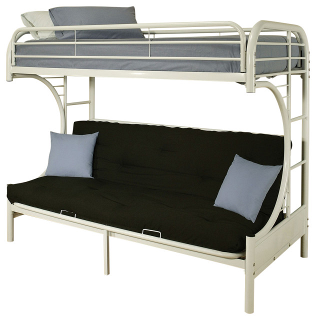 Metal Futon Bunk Bed, White Metal Bunk Bed With Futon
