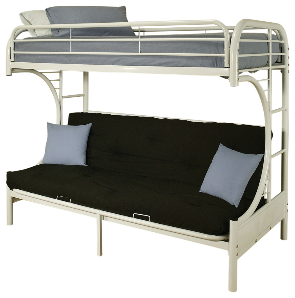 78"x41"x65" Twin Over Full Black Metal Tube Futon Bunk Bed