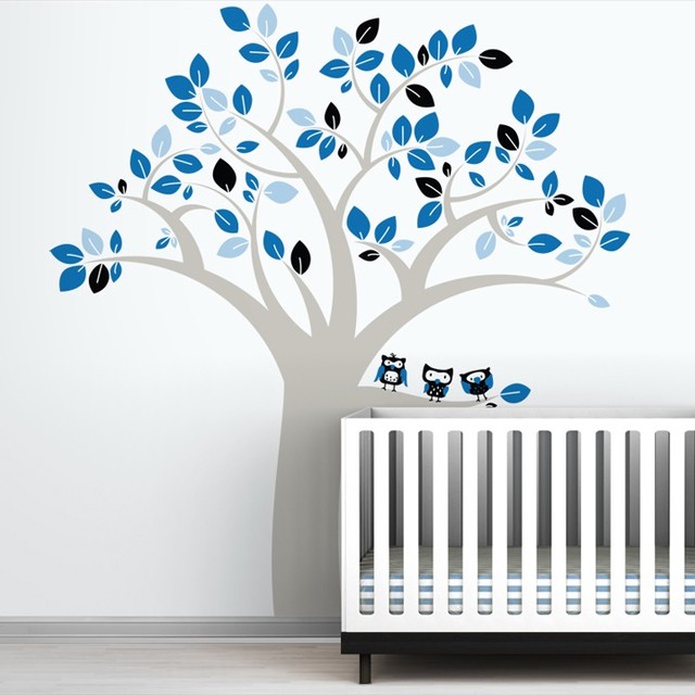 Littlelion Studio Owl Tree Extra Large Wall Decal - Modern - Kids Wall ...