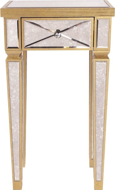 Howard Elliott Antique Gold Mirrored Pedestal Traditional Side Tables And End Tables By Gwg Outlet