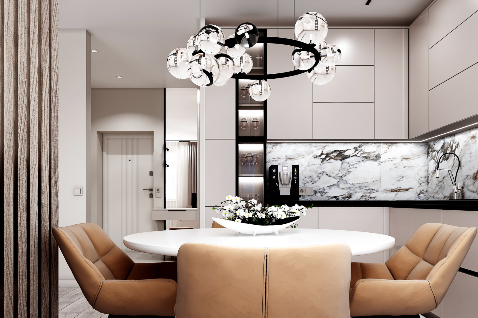 Светлый дизайн квартиры студии