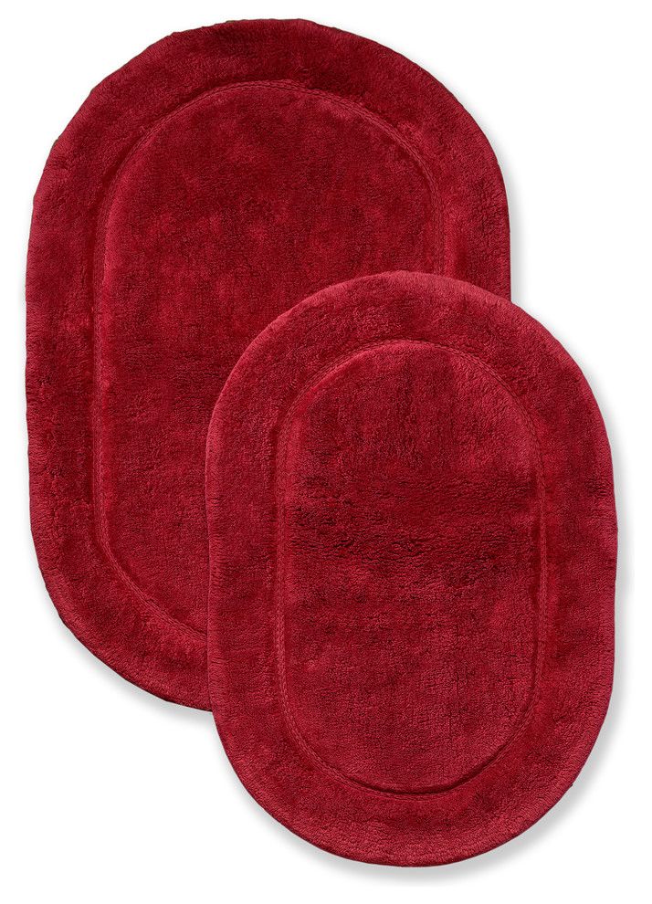 2 Piece Cotton Oval Washable Bathroom Rug Set Contemporary Bath Mats by Blue Nile Mills