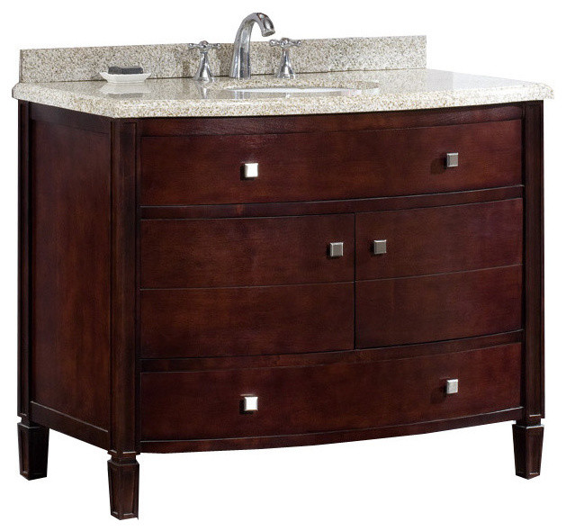 Single Vanity, 42" Transitional Bathroom Vanities And Sink