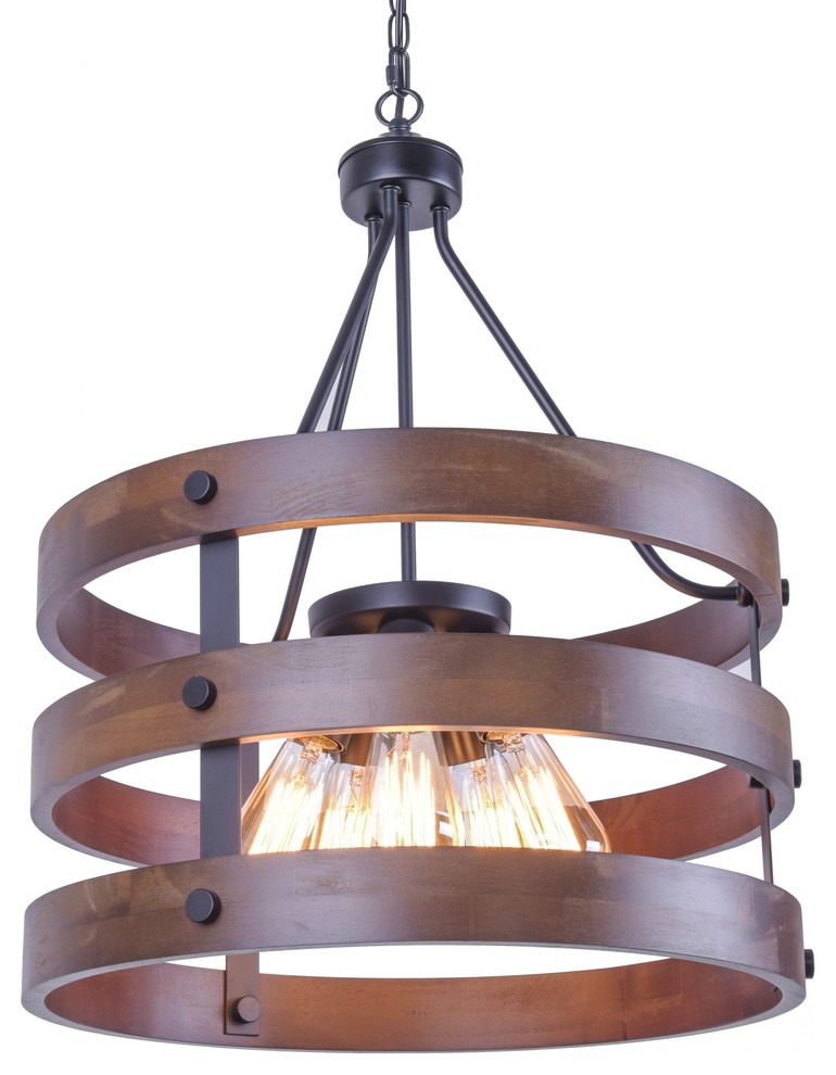 Rustic Wooden Chandelier Natural 5 Lights Pendant Light Wood And