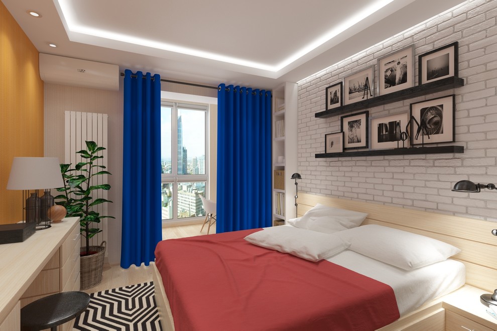 Спальня с яркими акцентами