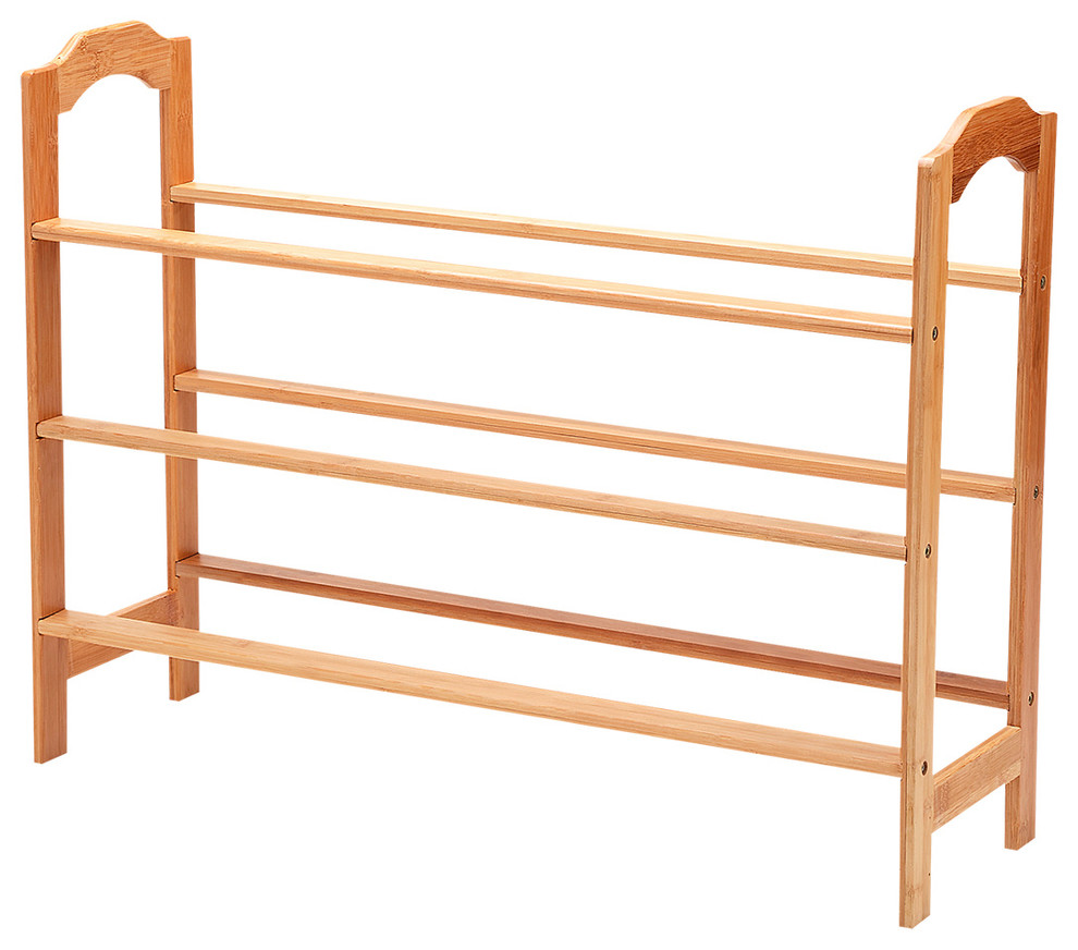 Natural Bamboo 3 Tier Shoe Rack Transitional Shoe Storage By New Ridge Home Goods