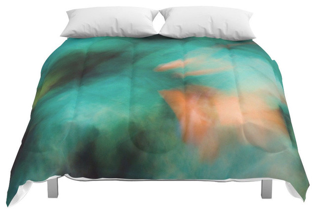 Society6 Green And Orange Comforter Contemporary Comforters