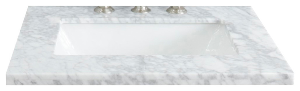 25" White Carrara Countertop and Single Rectangle Sink