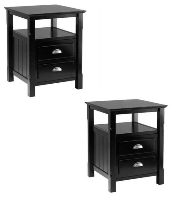 Home Square Set of 2 Black Nightstands