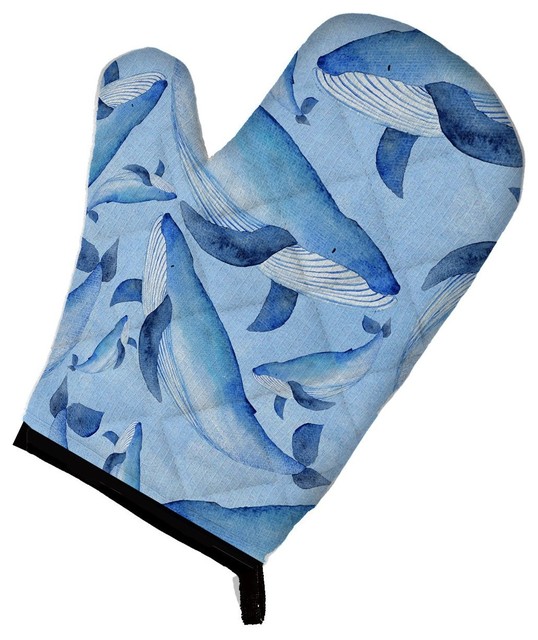 Watercolor Nautical Whales Oven Mitt