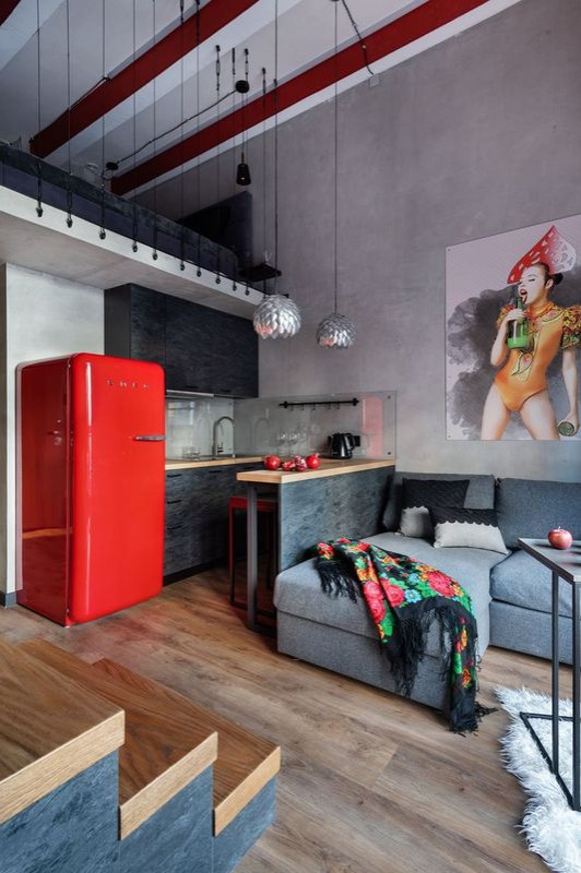 Лофт Студия 30м.кв.с элементами русского стиля