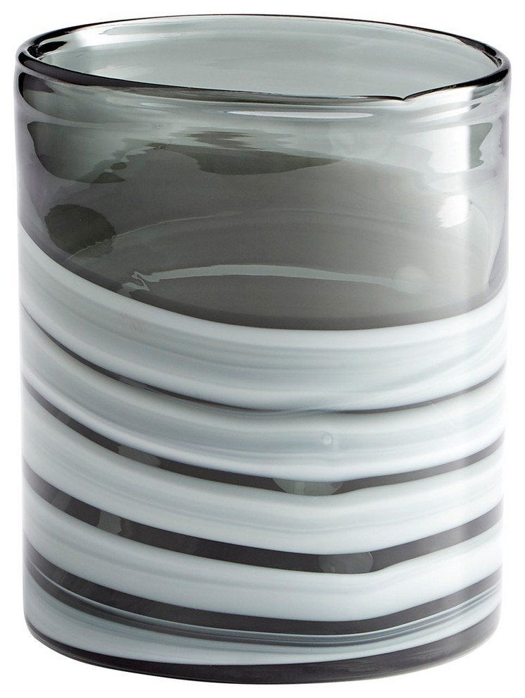Cyan Torrent Vase 10470, White and Silver
