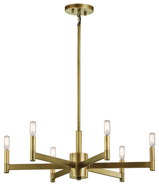 Kichler Lighting 43859 Erzo 6 Light Chandelier Transitional Kichler Lighting 43859nbr Erzo Natural Brass 6 Light Chandelier