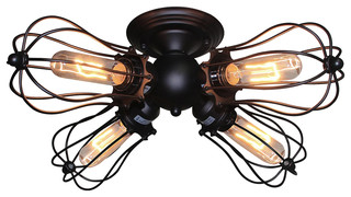 Burst 4-Light Ceiling Fixture, Black