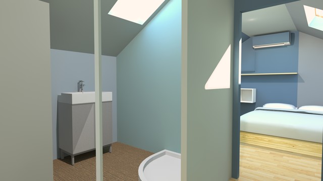 Am&eacute;nagement d'une chambre sous un comble contemporary-bedroom