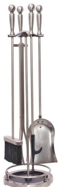 Simple Spaces VPD51443AS3L 5-Piece Fireplace Tool Set, Antique Silver