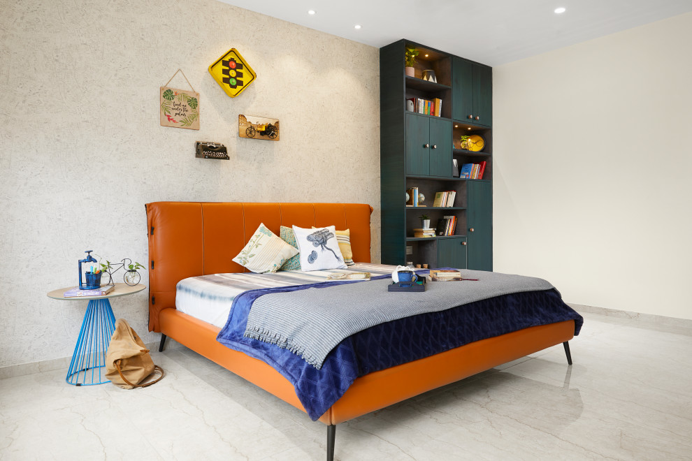 Photo of a contemporary bedroom in Hyderabad.