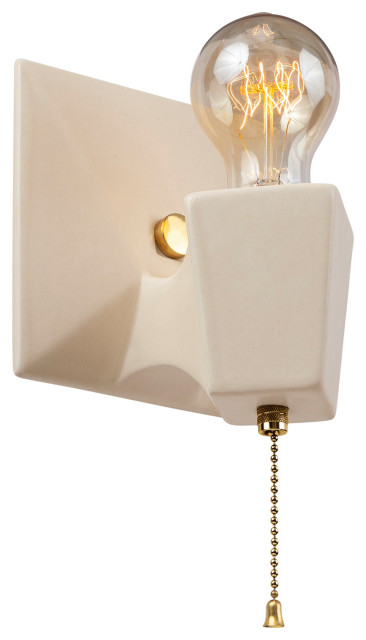 Geo Wall Sconce, Matte White, Polished Brass