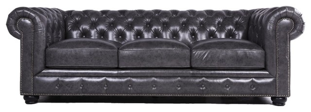 Bowery Hill Leather Chesterfield Sofa In White Traditional Sofas By Homesquare Houzz