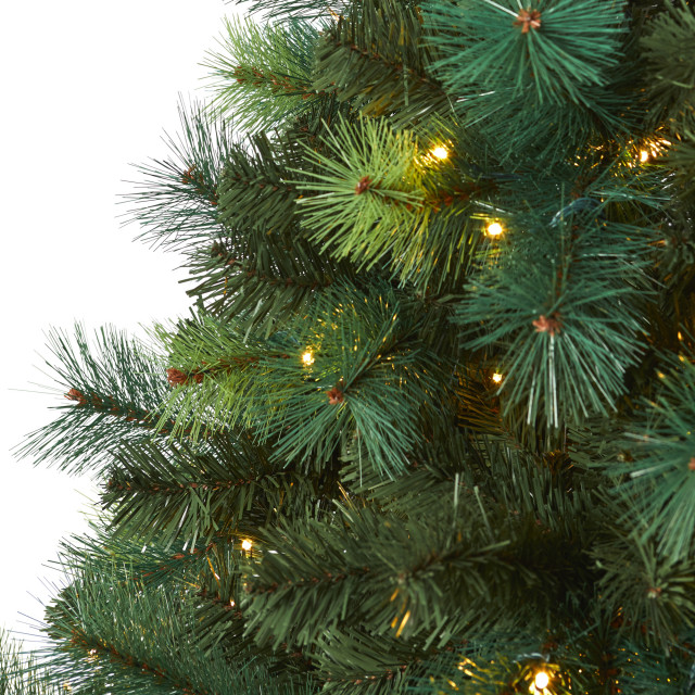 6' Assorted Green Scotch Pine Artificial Christmas Tree with 250 LED ...