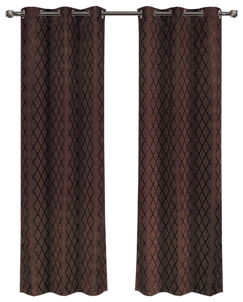 Willow Thermal Blackout Curtains, Set of 2, Chocolate, 84"x96"