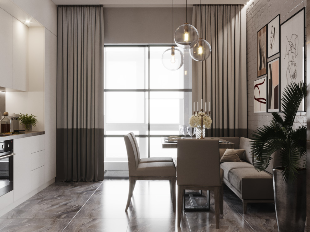 Кухня в современном стиле (15,3 кв.м)