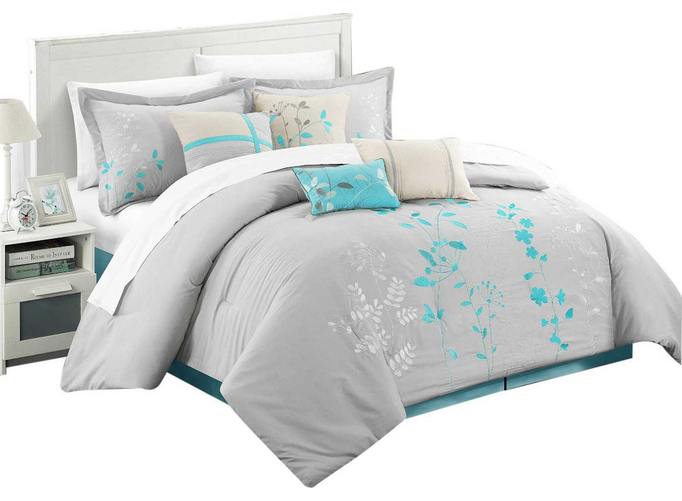 Brooke Bliss Garden Embroidered 8 Piece Comforter Set King