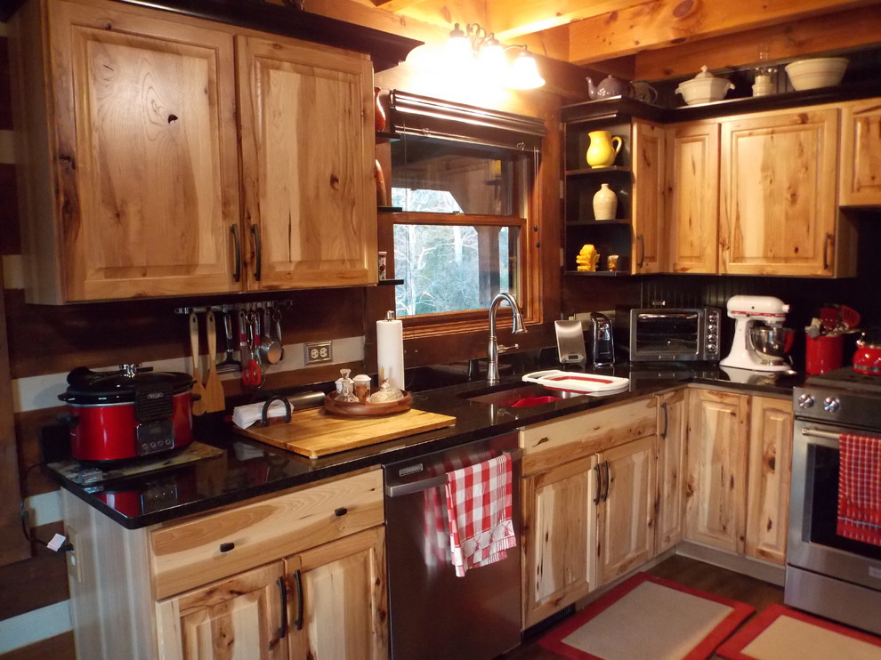 Example of a small mountain style home design design in Indianapolis