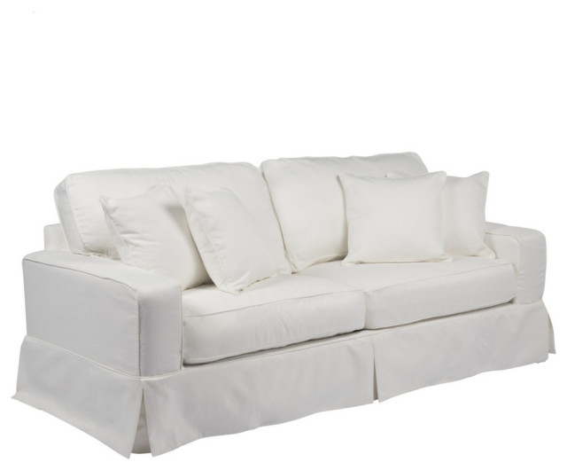 Sli-Pieceover For Box Cushion Track Arm Sofa, White - Slipcovers And ...