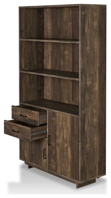 Furniture of America Berto Farmhouse Wood 3-Shelf Bookcase in Reclaimed Oak