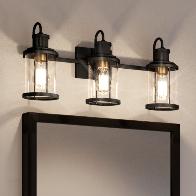 Luxury Americana Bath Light, Matte Black & Olde Brass, UEX2595 ...