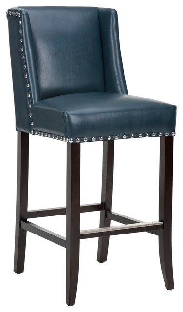Sunpan Club Collection Marlin Barstool, Blue Leather