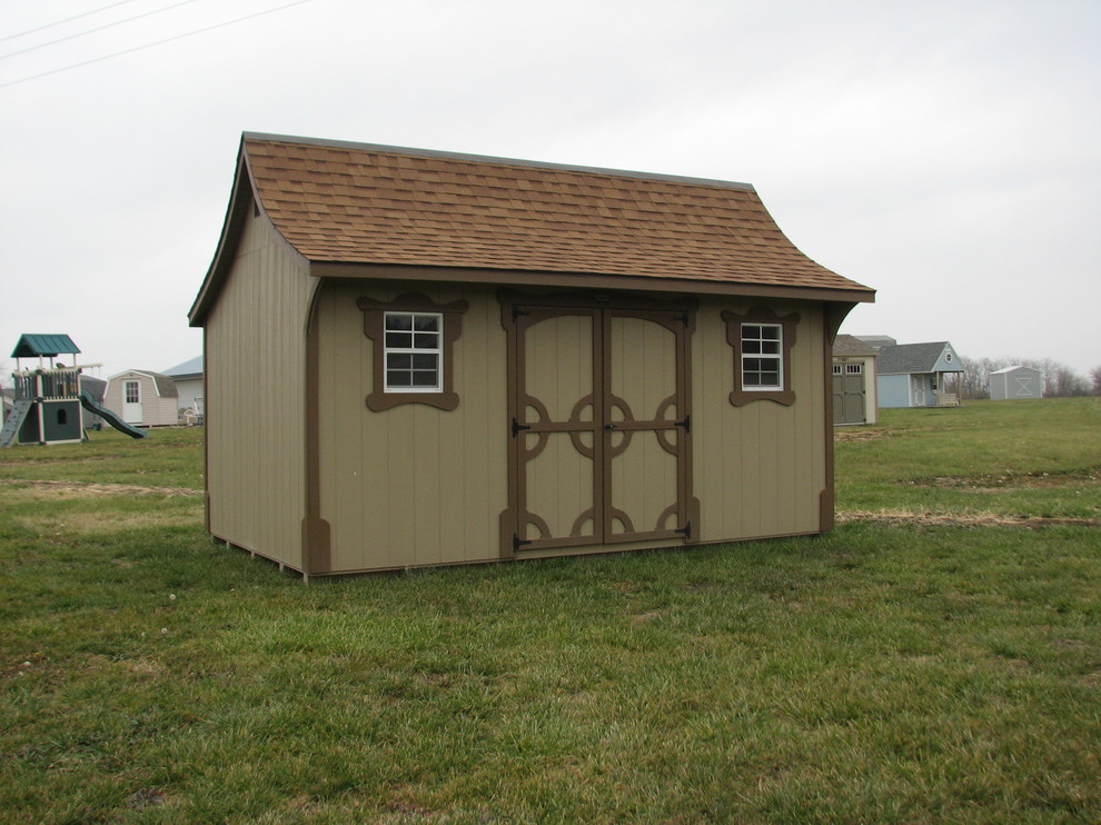 Photo of a mid-sized asian detached shed and granny flat in Kansas City.
