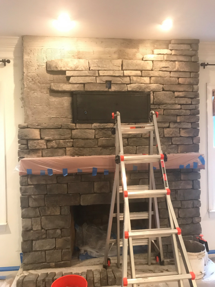 Interior Stone Fireplace Construction