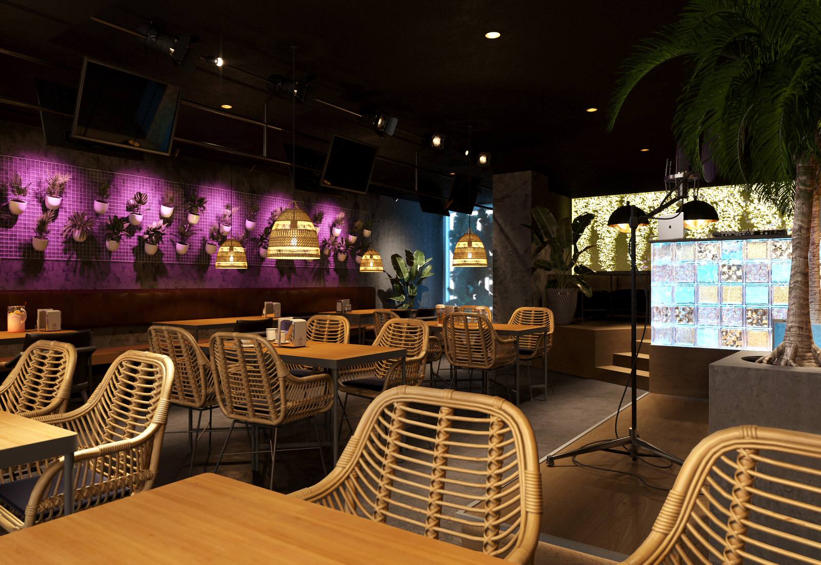 Дизайн-интерьера и визуализация караоке-бара "LAGUNA"