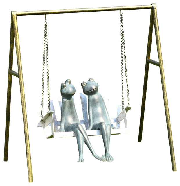 Adorable Frogs on Porch Swing Garden Statue Contemporary Garden Statues And Yard Art by Zeckos