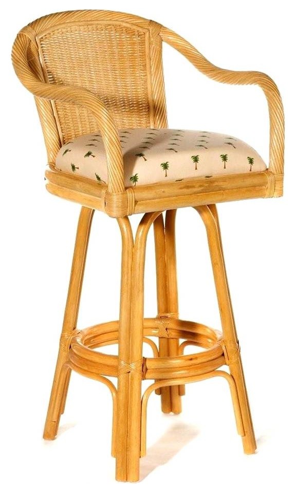 Indoor Swivel Rattan & Wicker Counter Stool & Cushion (Hamtpon