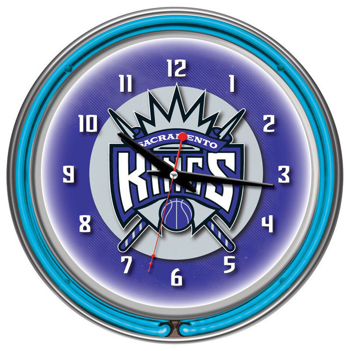 Sacramento Kings NBA Chrome Double Ring Neon Clock