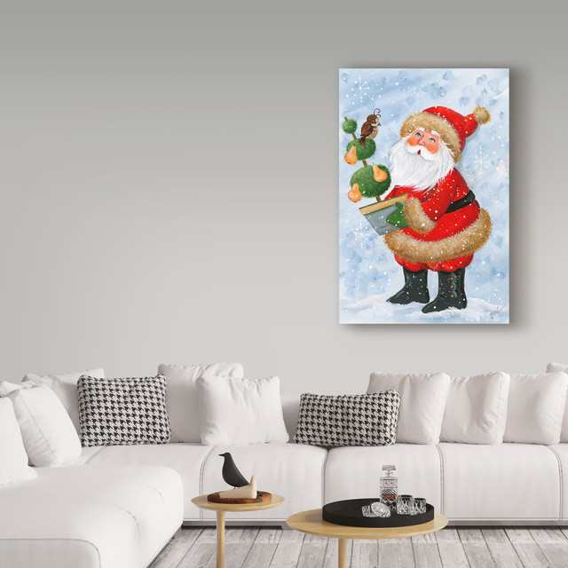Beverly Johnston 'Santa And A Partridge In A Pear Tree' Canvas Art, 30 ...