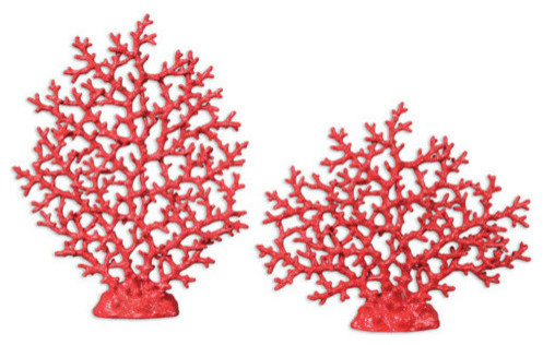 Uttermost Red Coral Sculpture Set/2