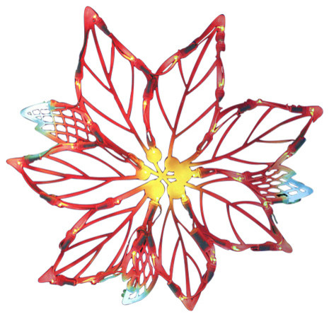 15" Lighted LED Poinsettia Flower Christmas Window Silhouette Decoration