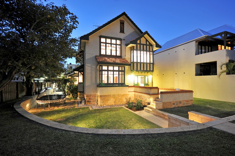 Traditional two-storey beige exterior in Perth.