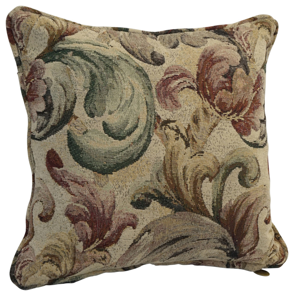 18" DoubleCorded Jacquard Chenille Square Throw Pillow, Watercolor