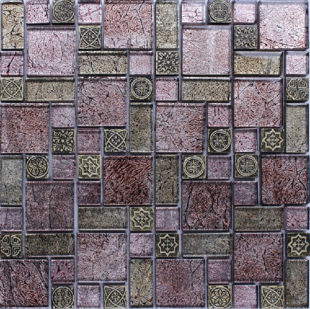Resin shell mosaic tile, resin blend glass stone mosaic RNMT012