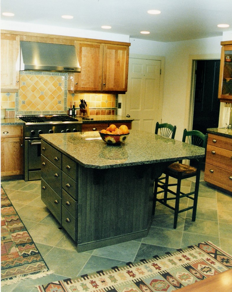 This is an example of a mid-sized eclectic kitchen in Cleveland.