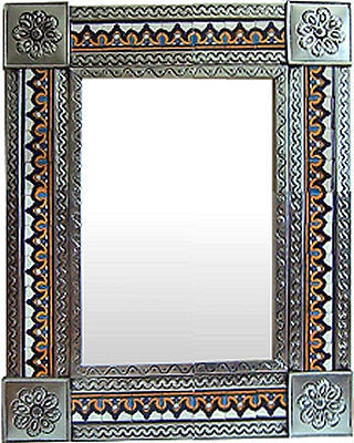 Medium Silver Dome Tile Talavera Tin Mirror