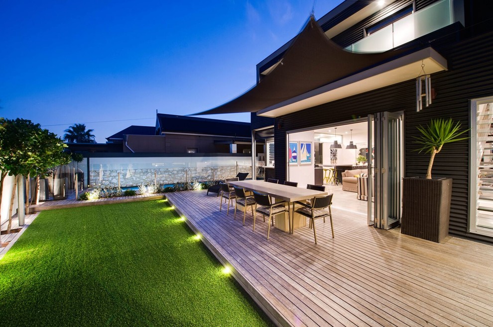 Photo of a mid-sized modern backyard deck in Adelaide with an outdoor kitchen.